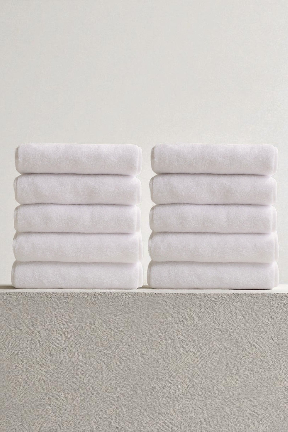 10'lu Beyaz Banyo Havlusu - 70x140cm, 490gr, %100pamuk, Spa Ve Otel Havlusu