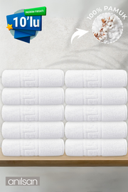10'lu Greek Beyaz Banyo Havlusu - 70x140 Cm, 490 Gr, %100pamuk, Spa Ve Otel Havlusu