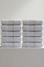 10'lu Gri Greek El Havlusu - 50x90 Cm, 225gr, %100 Pamuk, Spa Ve Otel Havlusu