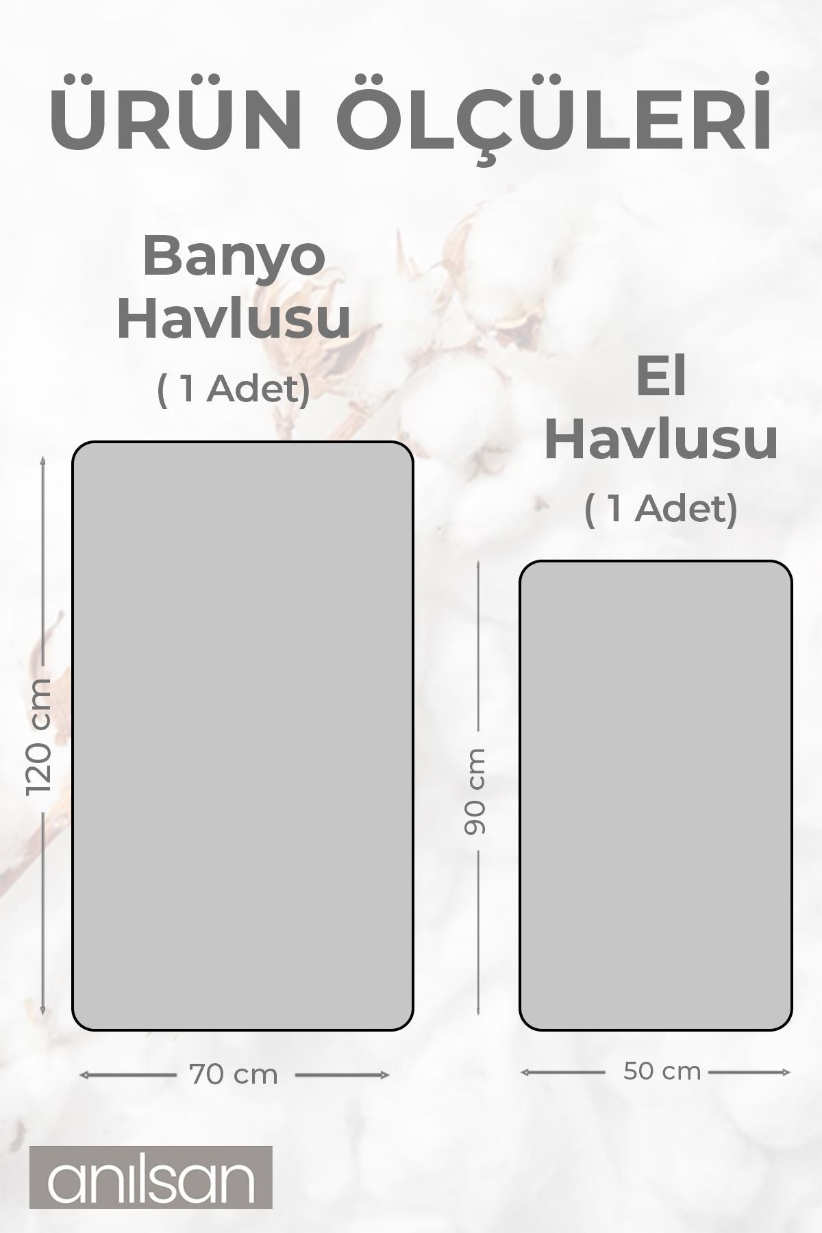 2'li Gri, Sarı Noktalı Havlu Set %100 Pamuk  - 1 Adet El Havlusu 50x90 - 1 Adet Banyo Havlusu 70x120
