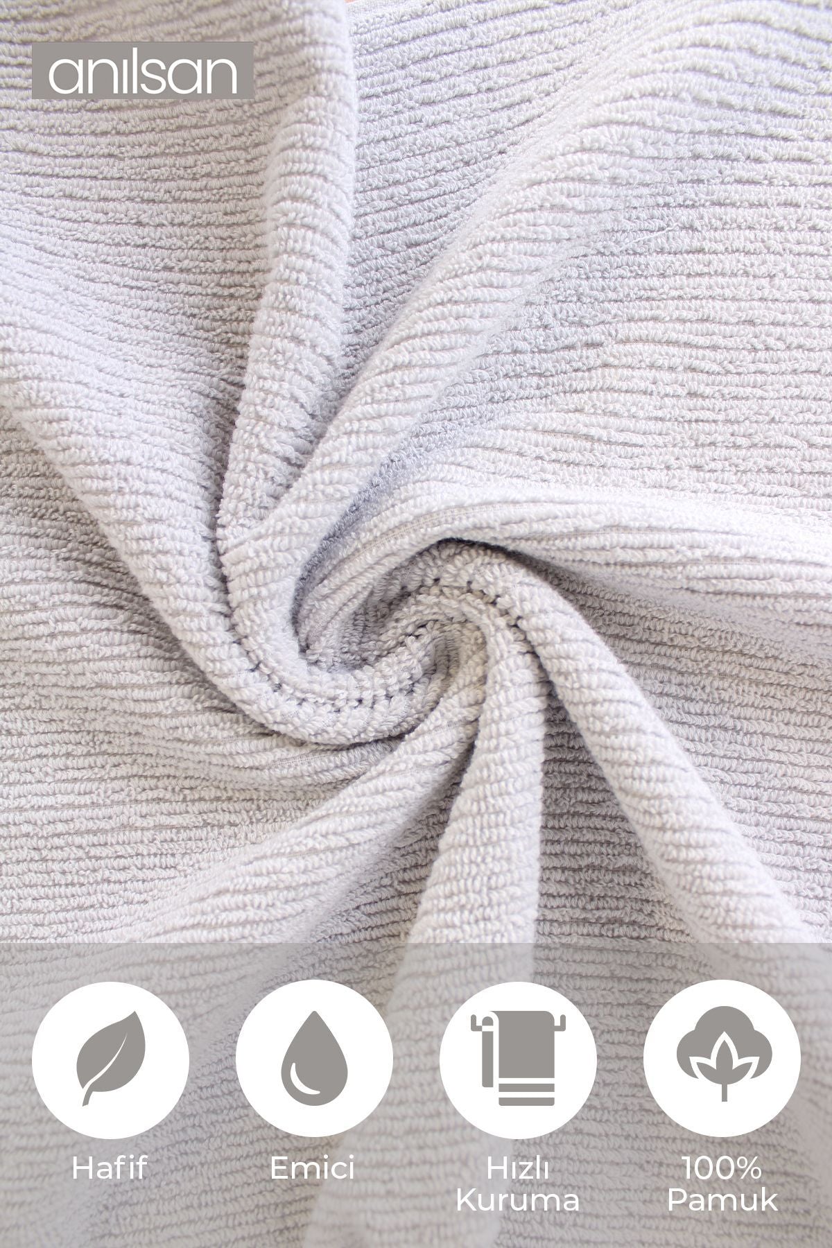 2'li Gri, Sarı Noktalı Havlu Set %100 Pamuk  - 1 Adet El Havlusu 50x90 - 1 Adet Banyo Havlusu 70x120
