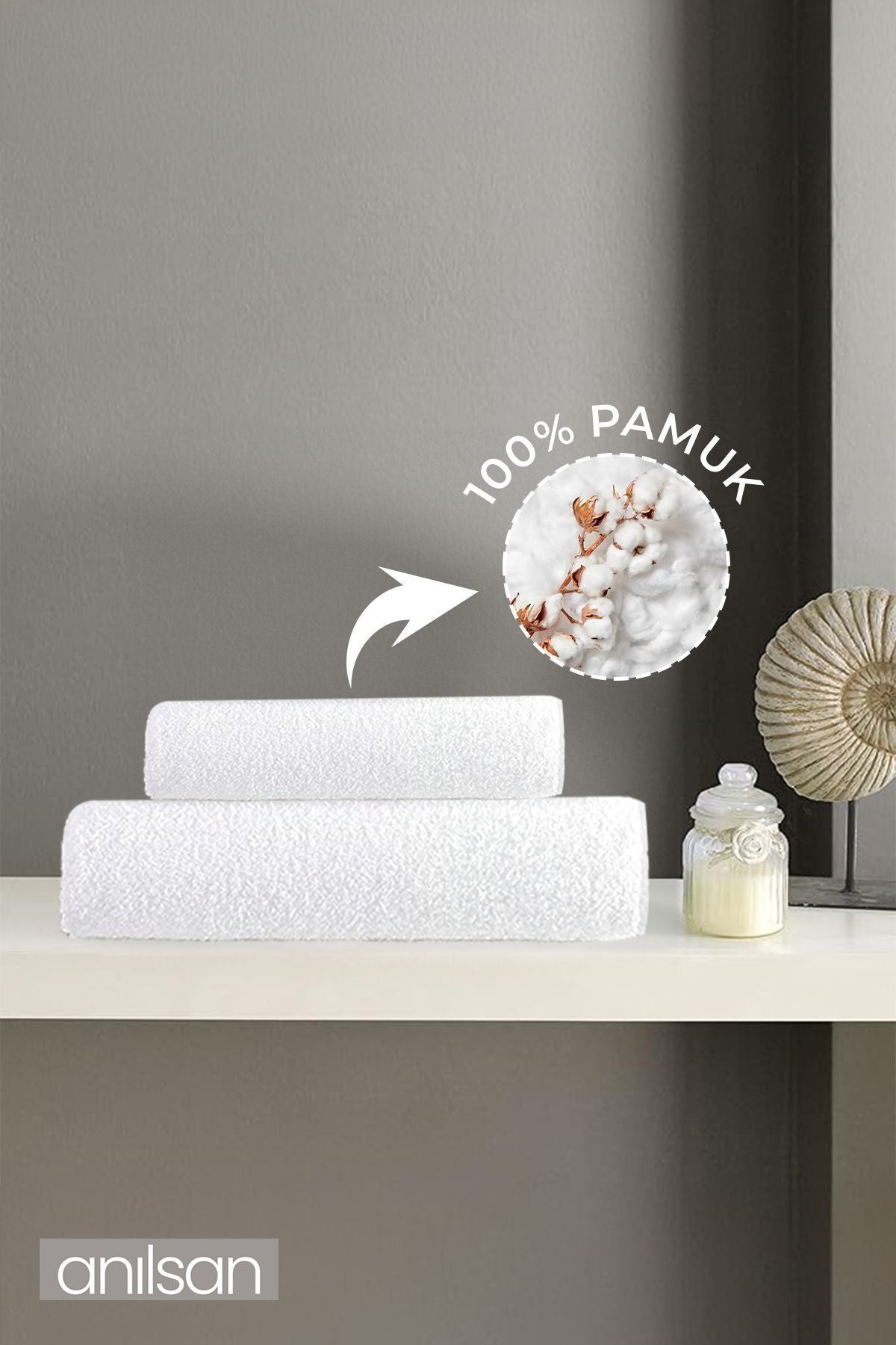 2'li Havlu Seti %100 Pamuk - 1 Adet El Havlusu 50x90 ve 1 Adet Banyo Havlusu 70x140