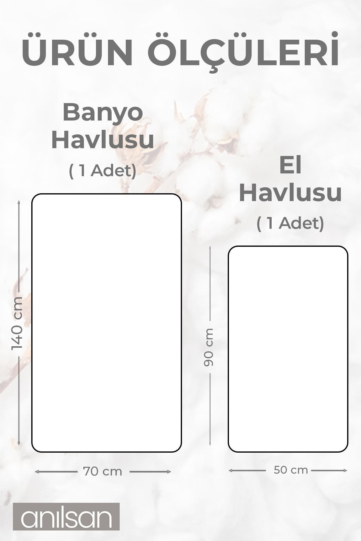 2'li Havlu Seti %100 Pamuk - 1 Adet El Havlusu 50x90 ve 1 Adet Banyo Havlusu 70x140