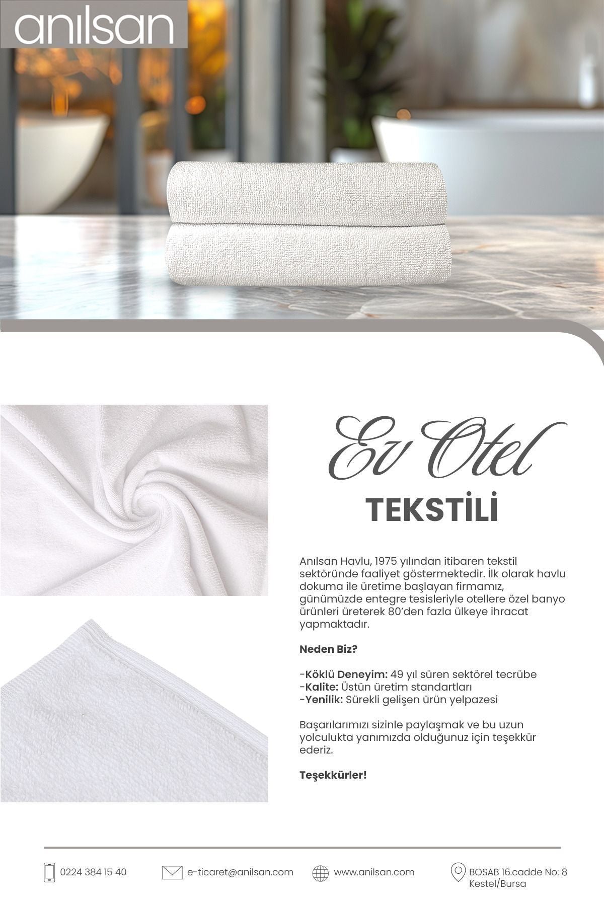 2'li Havlu Seti %100 Pamuk - 1 Adet El Havlusu 50x90 ve 1 Adet Banyo Havlusu 70x140