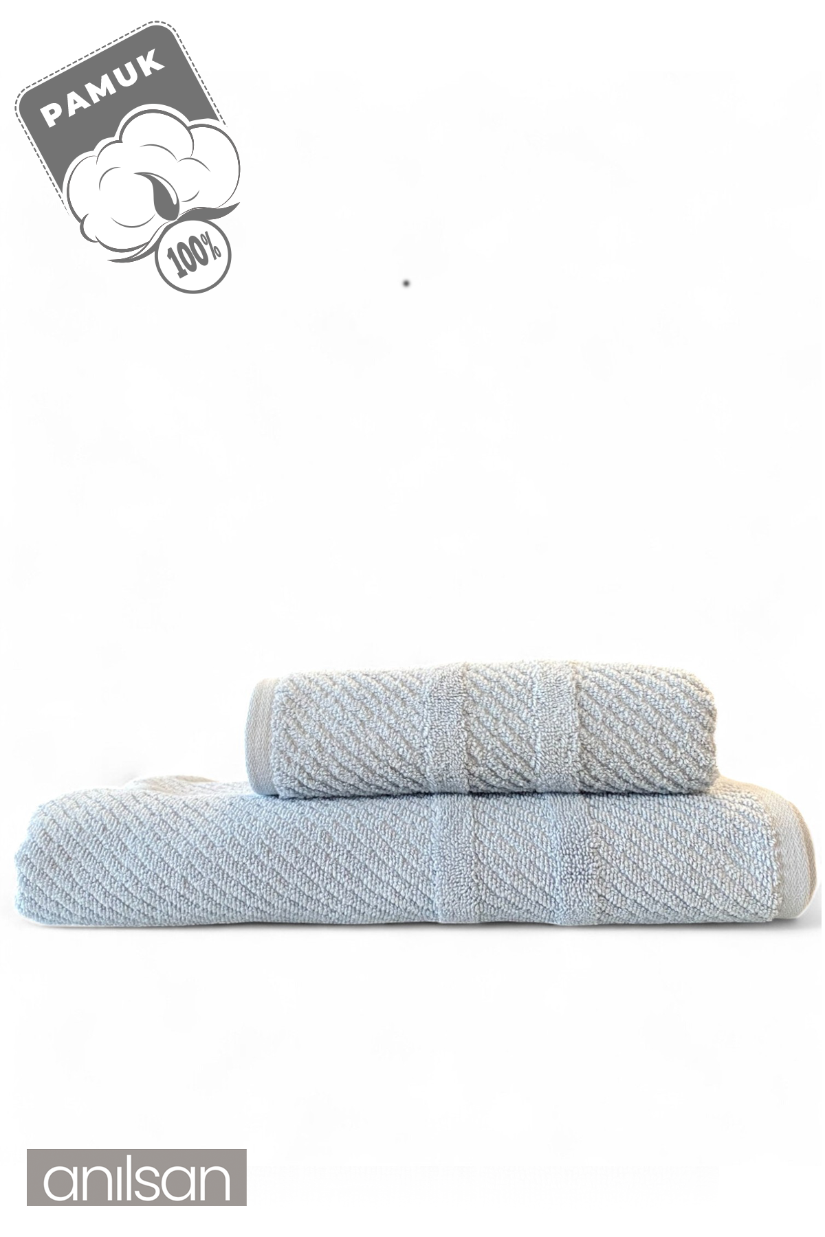 2'li Jakarlı Havlu Seti %100 Pamuk - 1 Adet El Havlusu 50x90 ve 1 Adet Banyo Havlusu 100x150