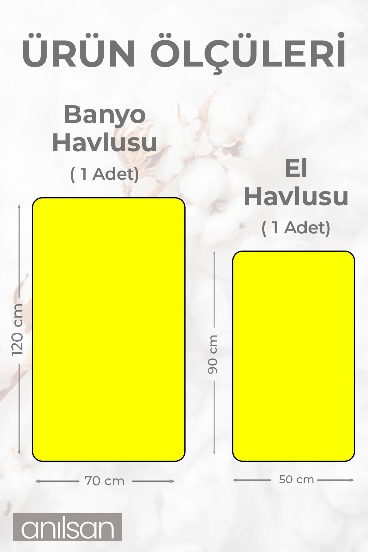 %100 Pamuk 2'li Sarı Havlu Seti - 1 Adet El Havlusu Ve 1 Adet Banyo Havlusu