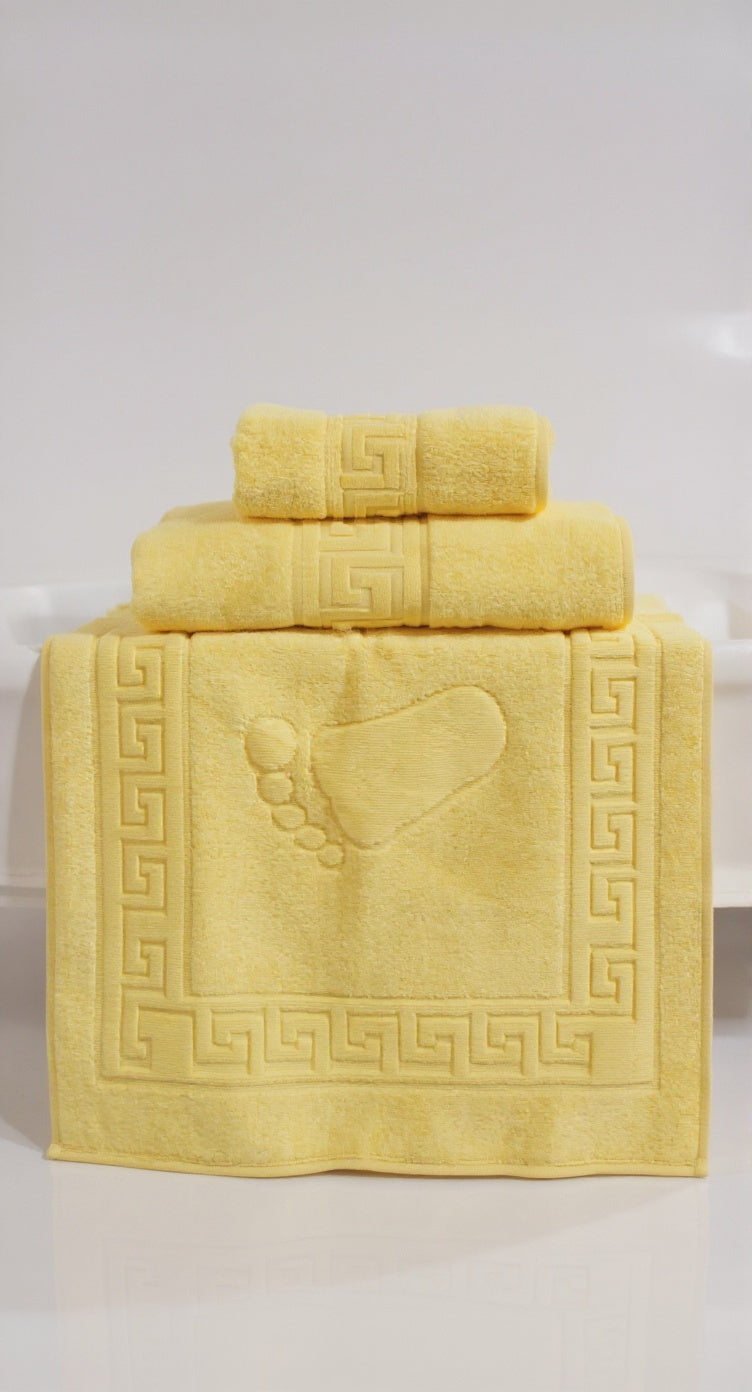 3'lü Mavi Greek Havlu Seti %100 Pamuk  - 1 Adet El Havlusu 1 Adet Yüz Havlusu ve 1 Adet Banyo Havlusu