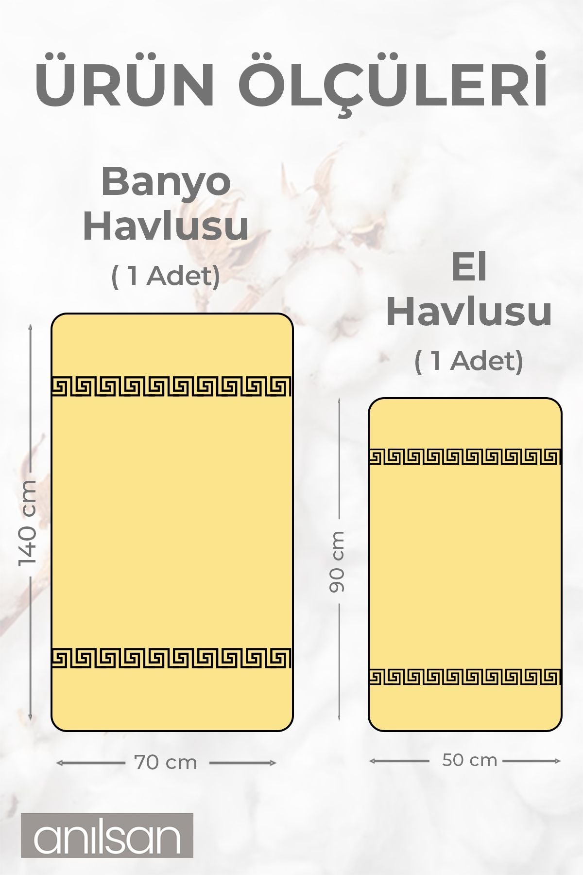 4'lü Mavi ve Sarı Greek Havlu Seti %100 Pamuk  - 2 Adet El Havlusu ve 2 Adet Banyo Havlusu