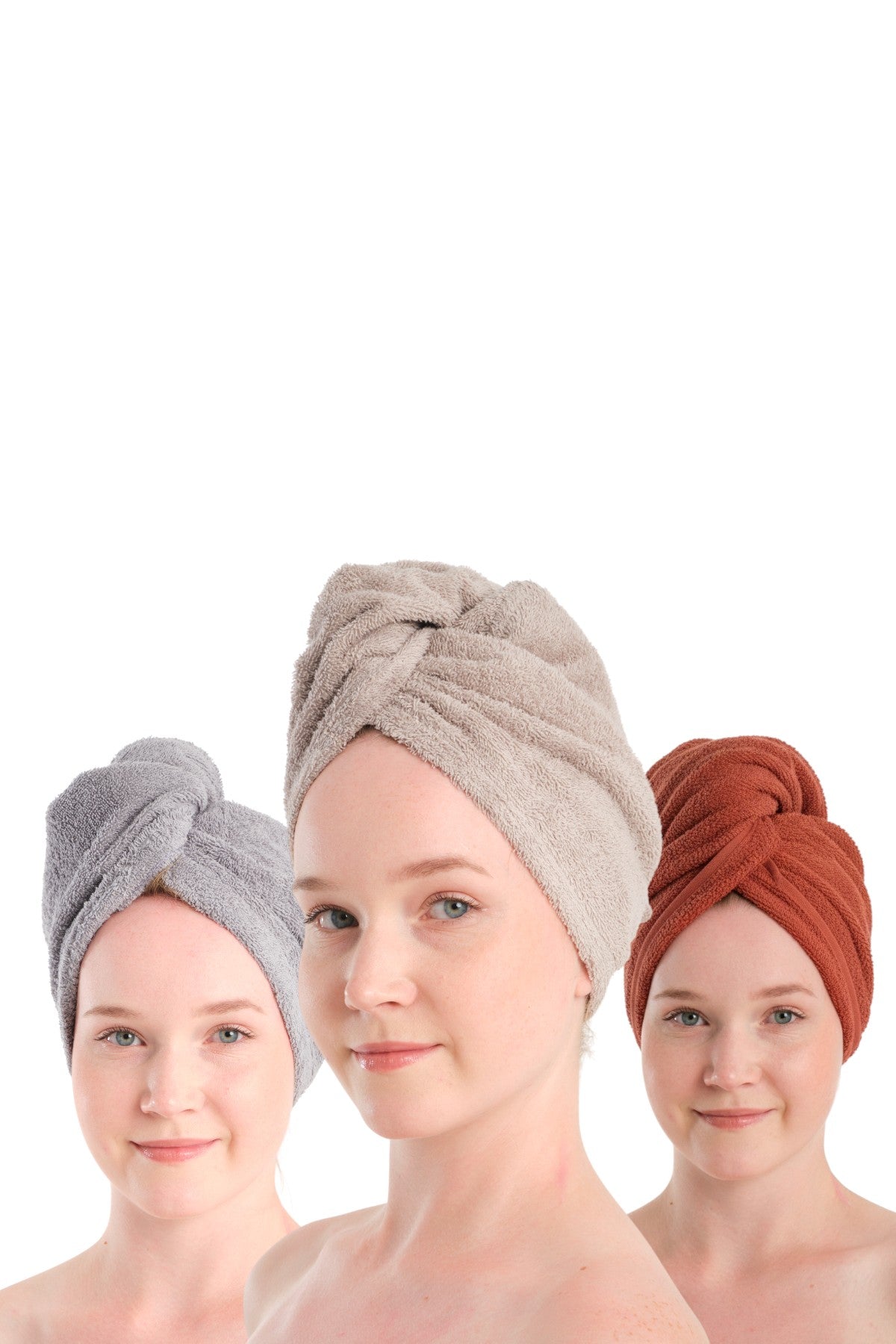 %100 Pamuk Kiremit-Gri-Mavi Havlu Bone Saç Kurutma Bonesi Kafa Havlusu Duş Banyo Bonesi Islak Saç Kur