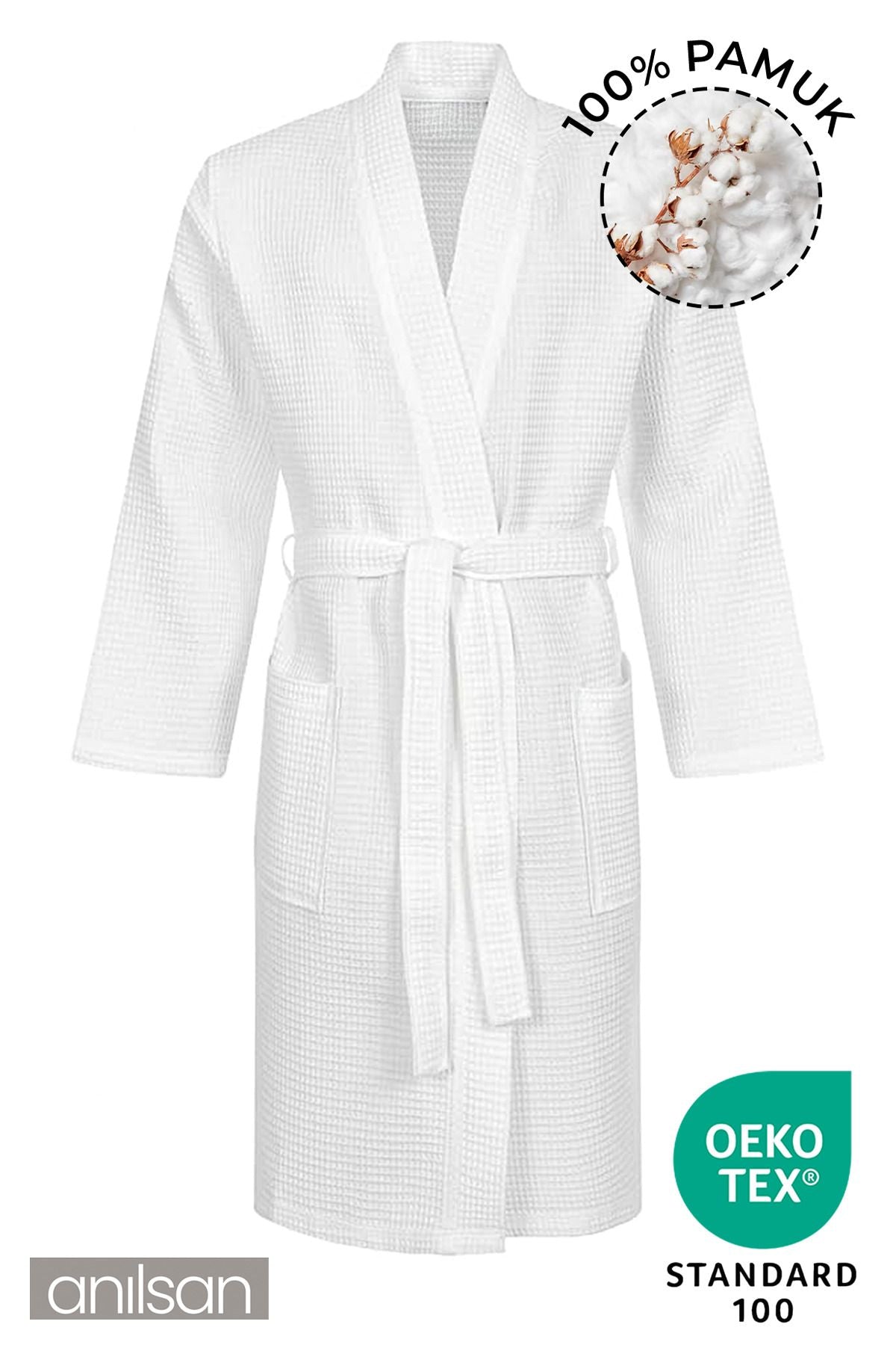 Kimono Pike Otel Bornozu Kadın-Erkek Spa Için Ideal %100 PAMUK