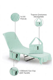 %100 Pamuk Şezlong Havlusu Mint Yeşili 60x180 cm - Hızlı Kuruyan Plaj ve Havuz Havlusu