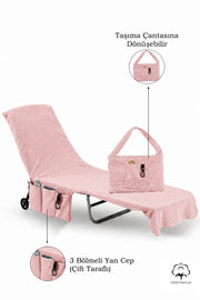 %100 Pamuk Şezlong Havlusu Pembe 60x180 cm - Hızlı Kuruyan Plaj ve Havuz Havlusu