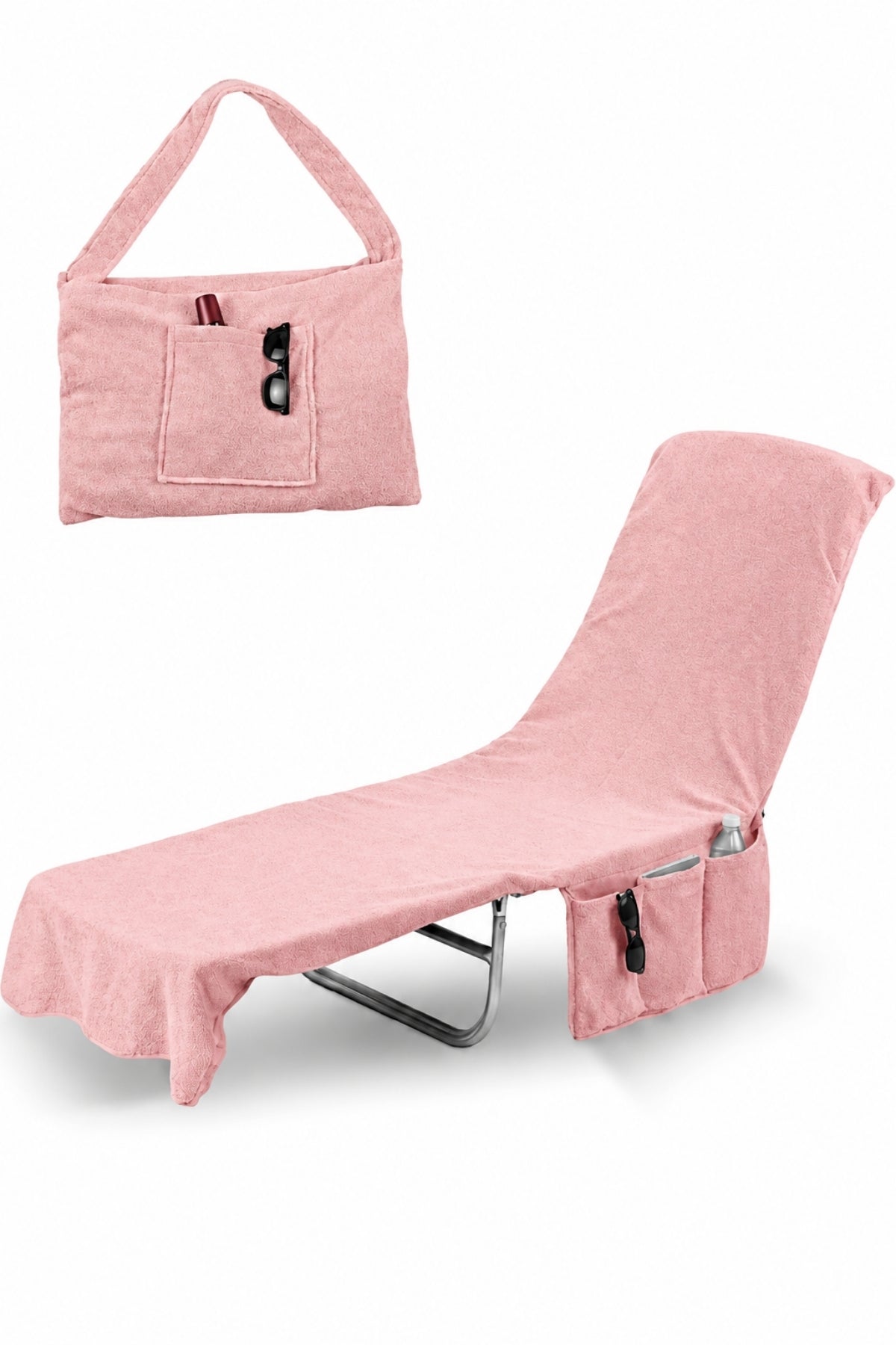 %100 Pamuk Şezlong Havlusu Pembe 60x180 cm - Hızlı Kuruyan Plaj ve Havuz Havlusu