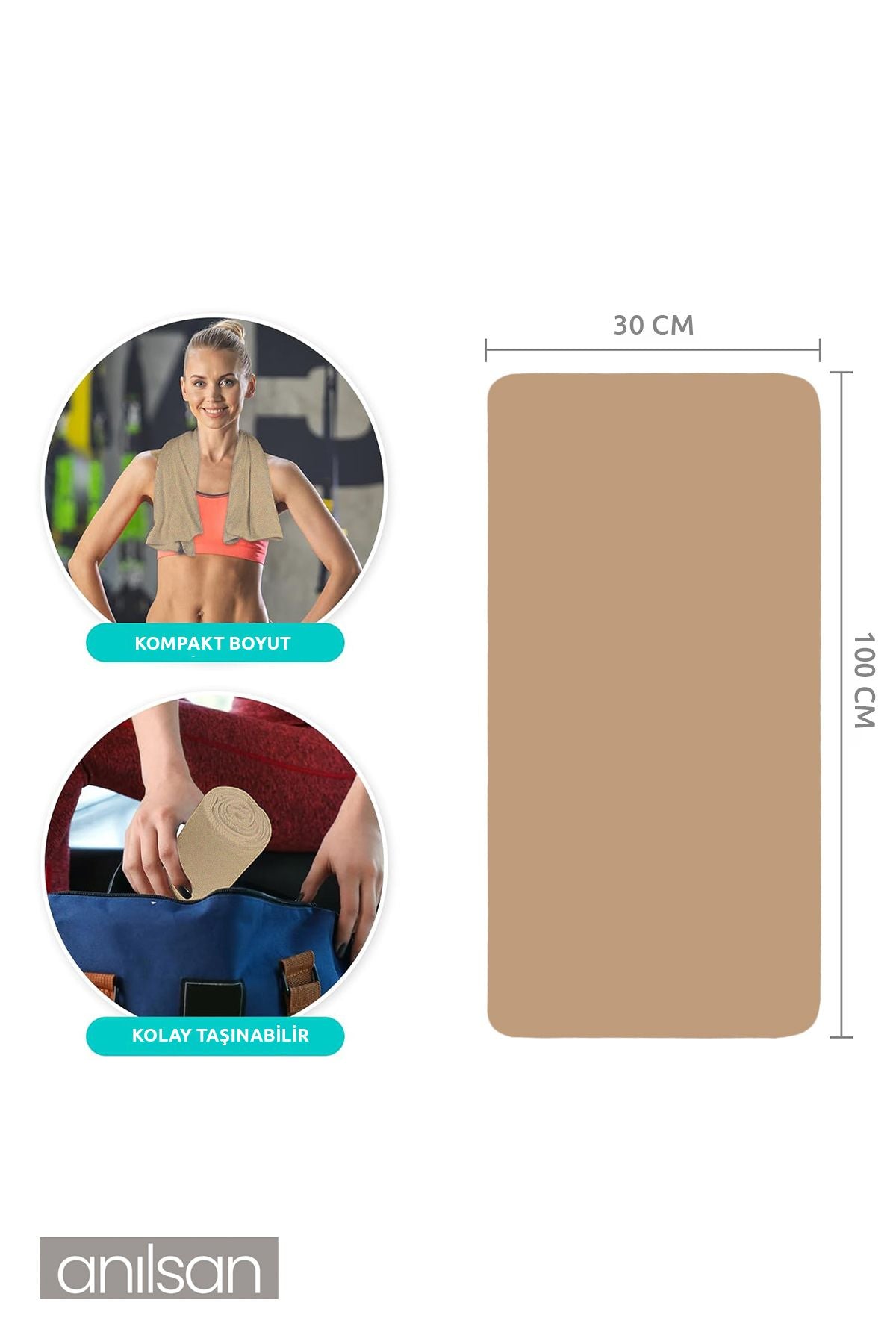 Sporcu Havlusu 30x100cm %100 Pamuk - Yüksek Emicilik, Hafif ve Çabuk Kuruma Özellikli