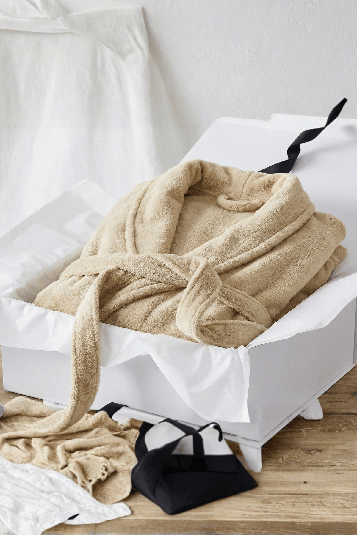 Şalyaka Bornoz Bej %100 Pamuk Unisex Spa Için Ideal Kadın/Erkek