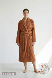 Şalyaka Bornoz Turuncu %100 Pamuk Unisex Spa Için Ideal Kadın/Erkek