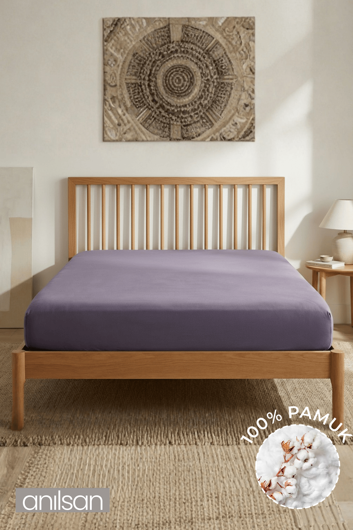 Jersey Çift kişilik Lastikli Çarşaf %100 Pamuk - Mürdüm