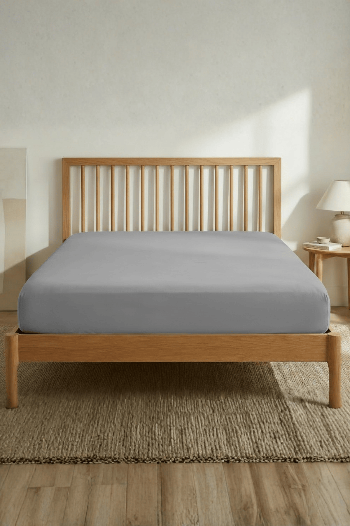 Jersey Çift kişilik Lastikli Çarşaf %100 Pamuk - Gri