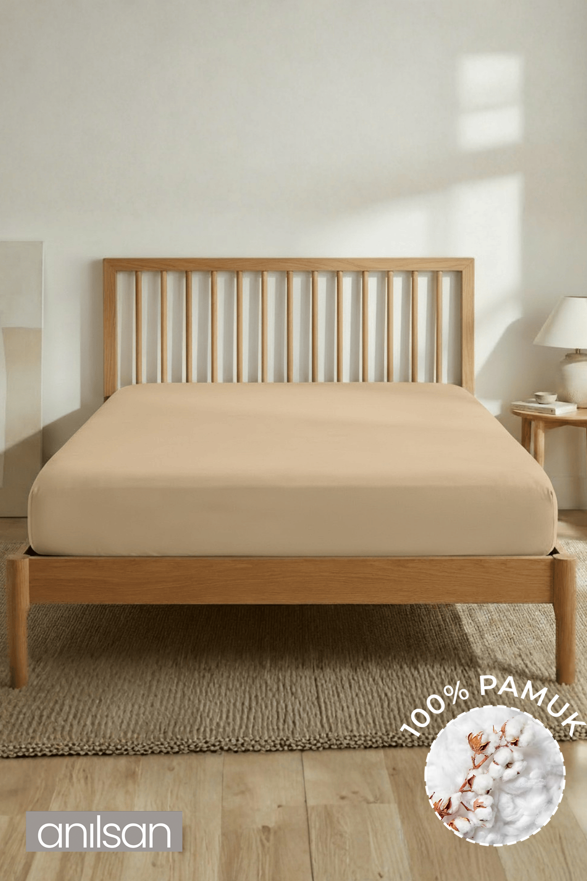 Jersey Çift kişilik Lastikli Çarşaf %100 Pamuk - Hardal