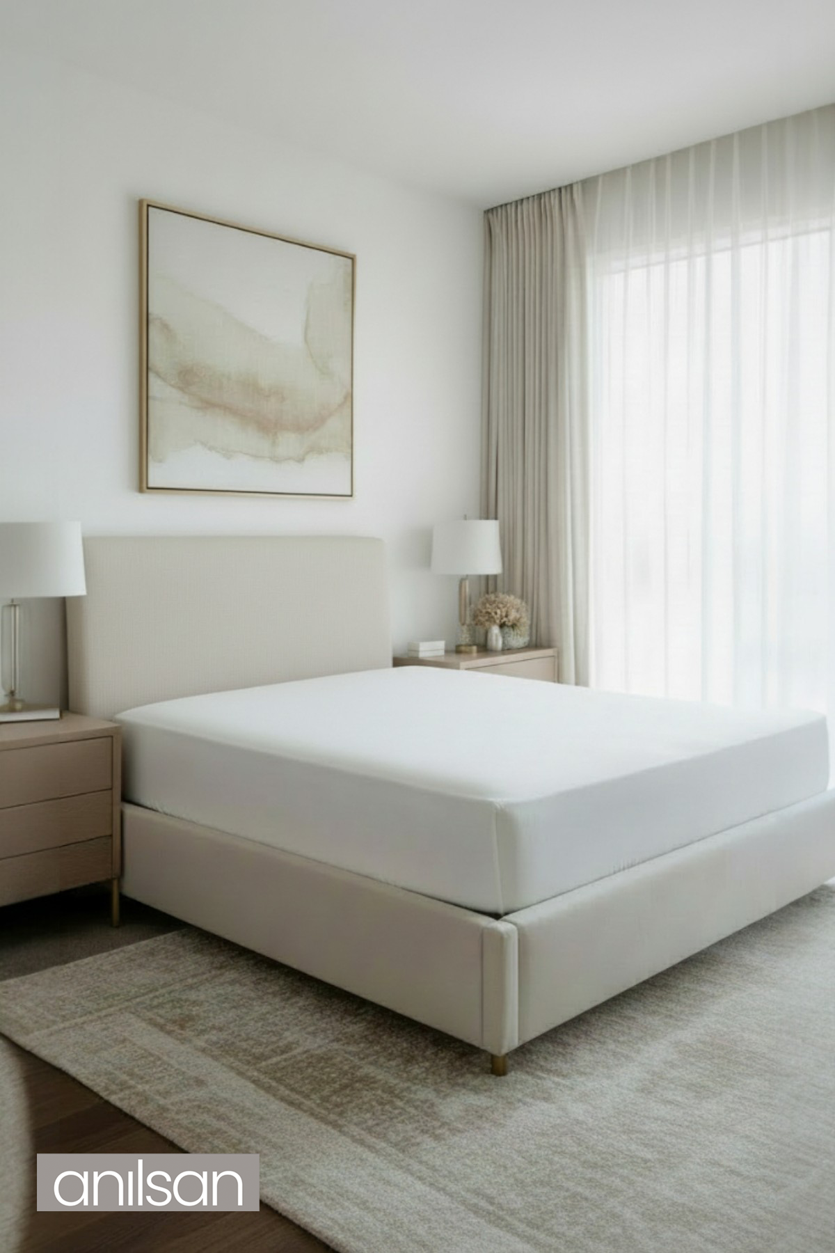 Jersey Çift kişilik Lastikli Çarşaf %100 Pamuk - Krem