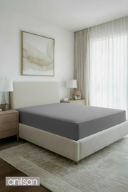 Jersey Çift kişilik Lastikli Çarşaf %100 Pamuk - Gri