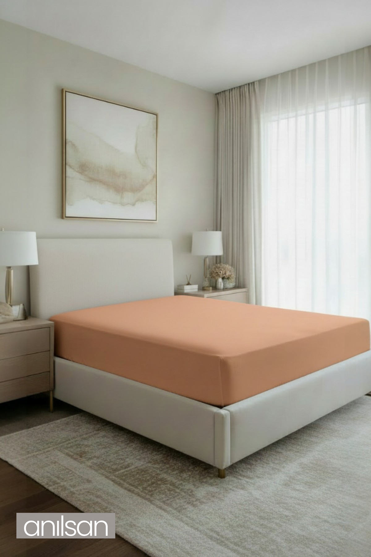 Jersey Tek kişilik Lastikli Çarşaf %100 Pamuk - Turuncu