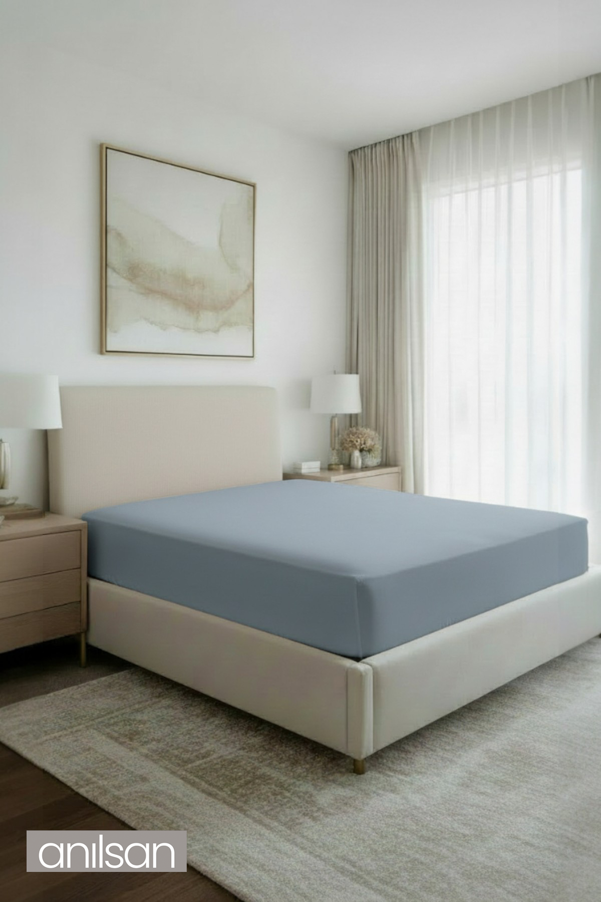 Jersey Çift kişilik Lastikli Çarşaf %100 Pamuk - Su Yeşili