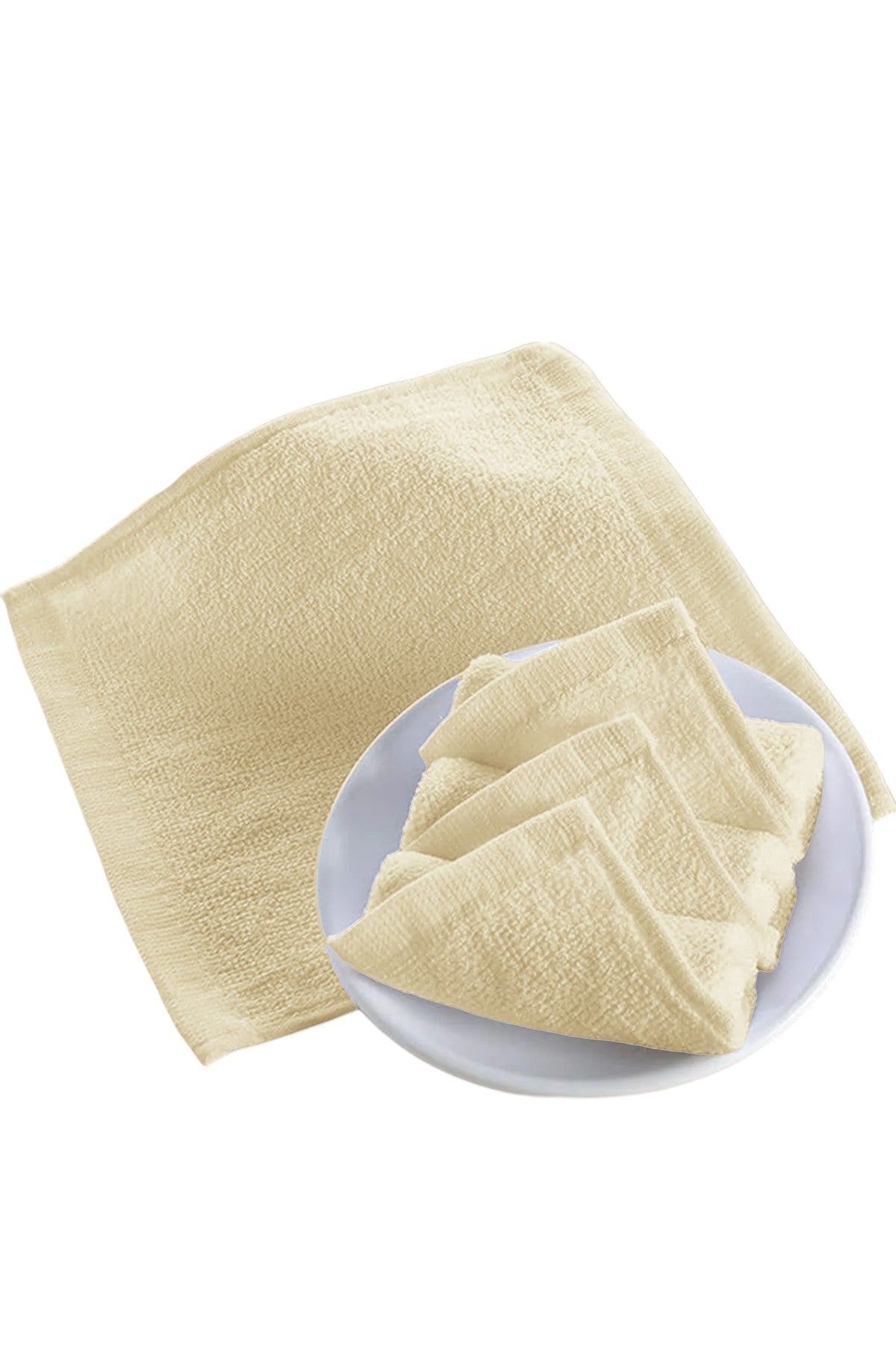 12'li Krem Mini Havlu - 26x26 cm 30GR, %100 Pamuk, Bebek ve Çocuklar İçin, Yüz Havlusu Olarak Kullanıma Uygun