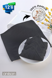 12'li Siyah Mini Havlu - 26x26 cm,40GR %100 Pamuk, Bebek ve Çocuklar İçin, Yüz Havlusu Olarak Kullanıma Uygun