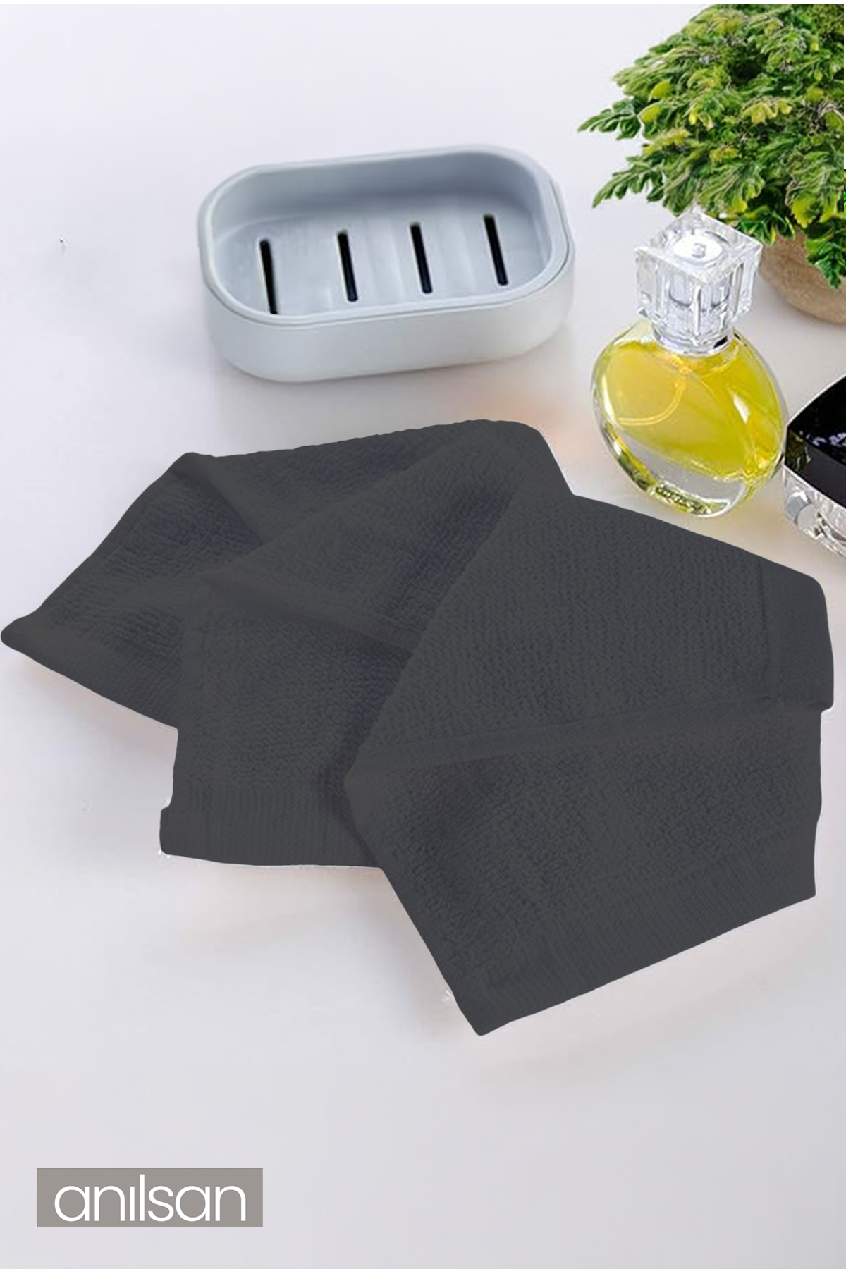 12'li Siyah Mini Havlu - 26x26 cm,40GR %100 Pamuk, Bebek ve Çocuklar İçin, Yüz Havlusu Olarak Kullanıma Uygun