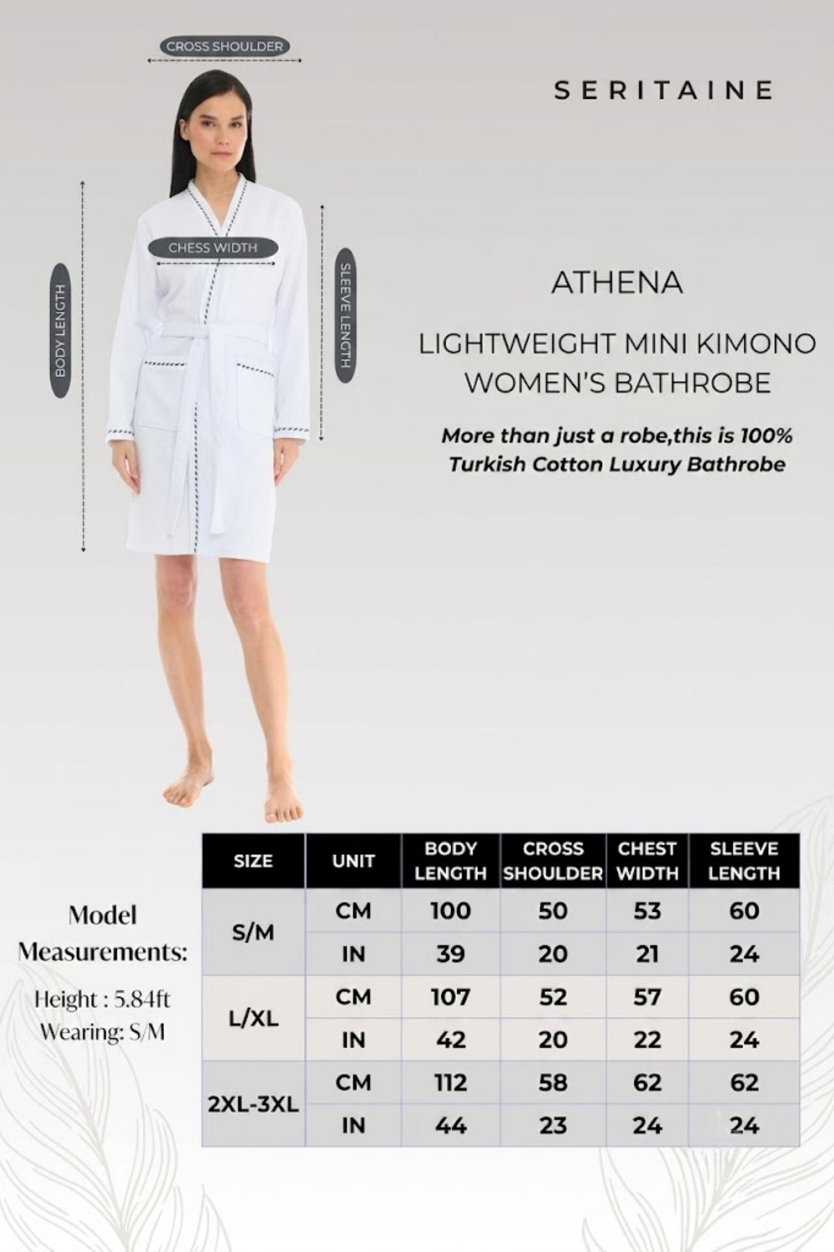 Athena Kimono Kadın Mini Bornozu - Beyaz -Fitilli %100 Pamuk