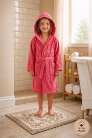 Çocuk Bornozu Pembe - Düz - 8-10 yaş %100 Pamuk