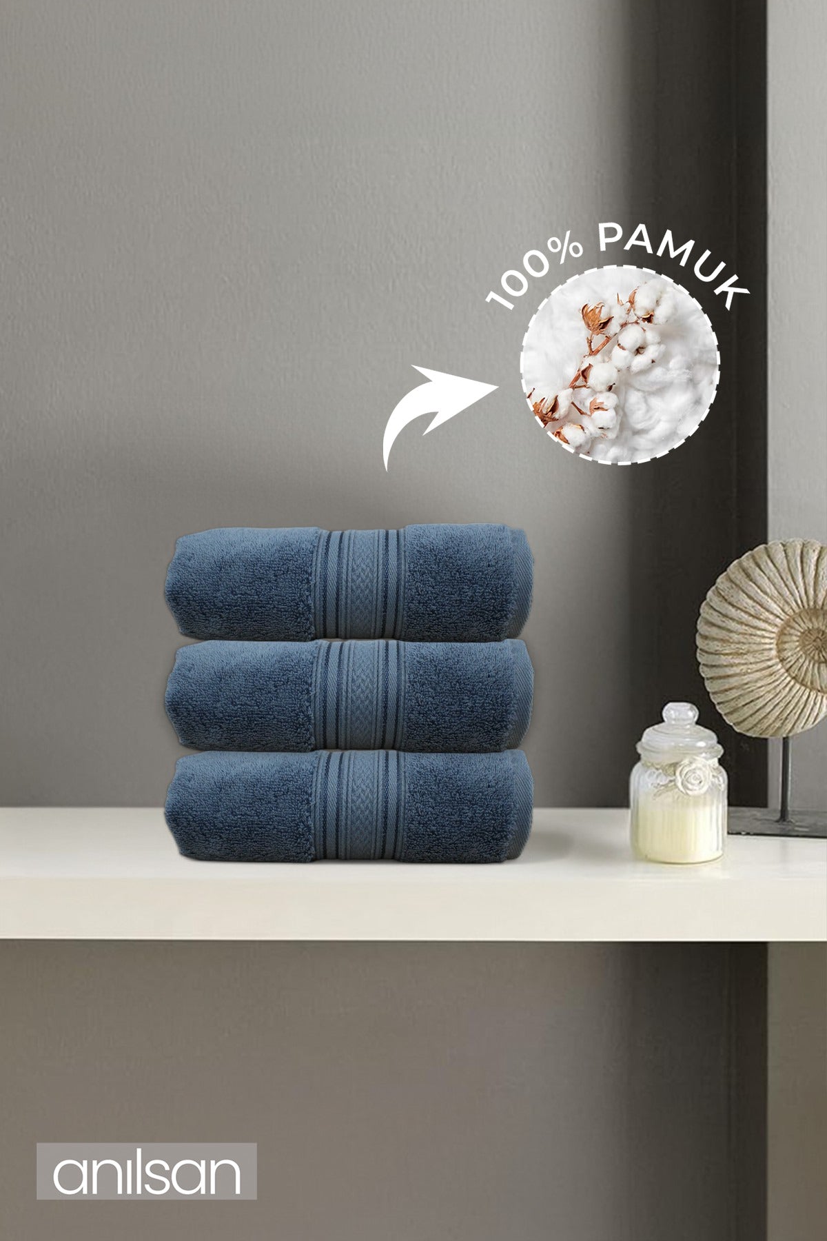 3'lü Turkuaz Süper Soft El Havlusu Seti - 50x90 Cm, 250 Gr, %100 Pamuk, Spa Ve Otel Havlusu