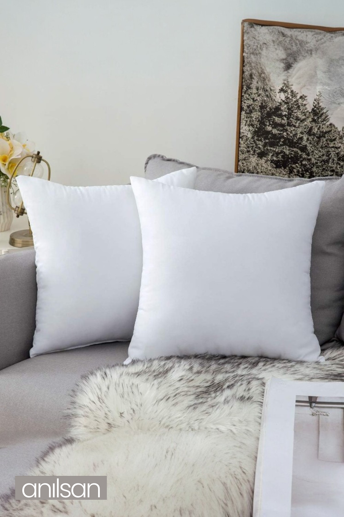 2 Adet Kırlent Iç Yastık Ekstra Dolgun 350GR Koltuk Yastığı Balkon Bahçe Aksesuar Yastığı  45x45