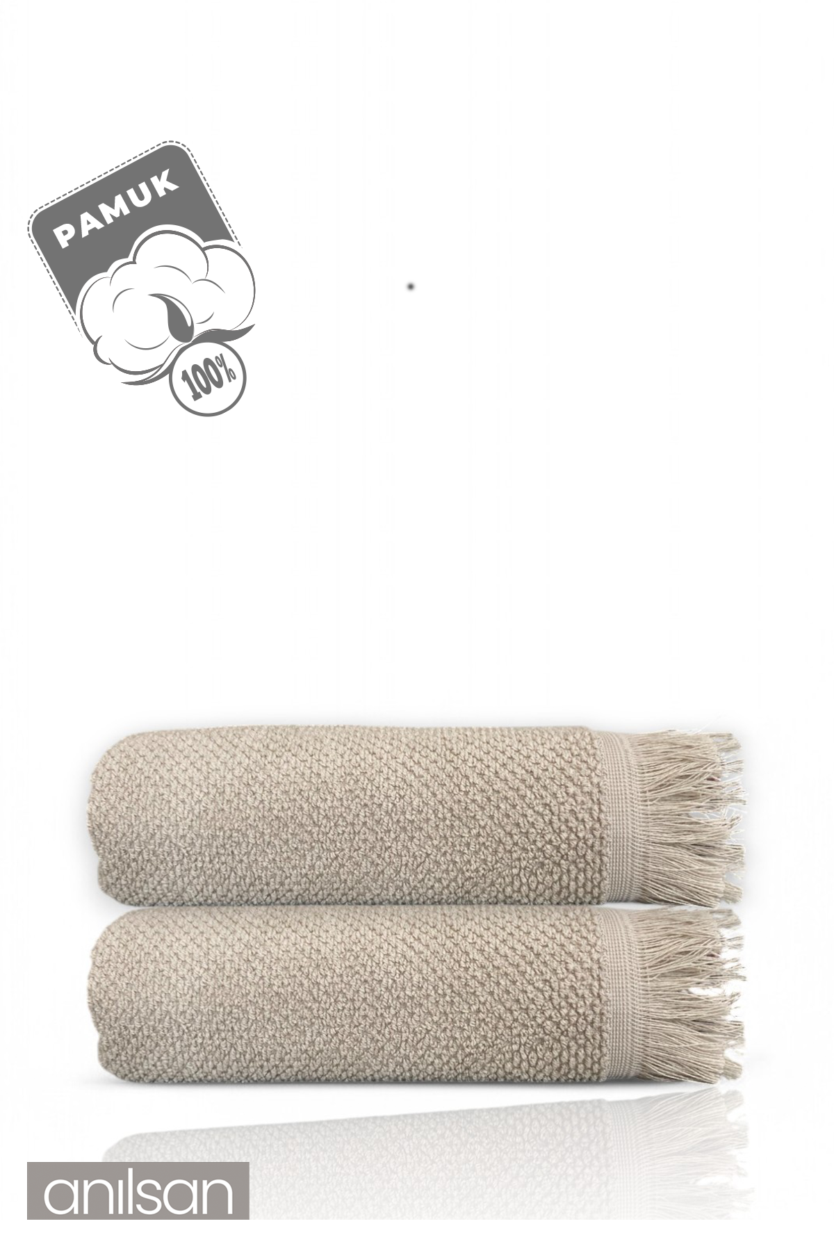2'li Bej Jelena Banyo Havlusu-70x140 Cm, 490 Gr, %100pamuk, Spa Ve Otel Havlusu Uy