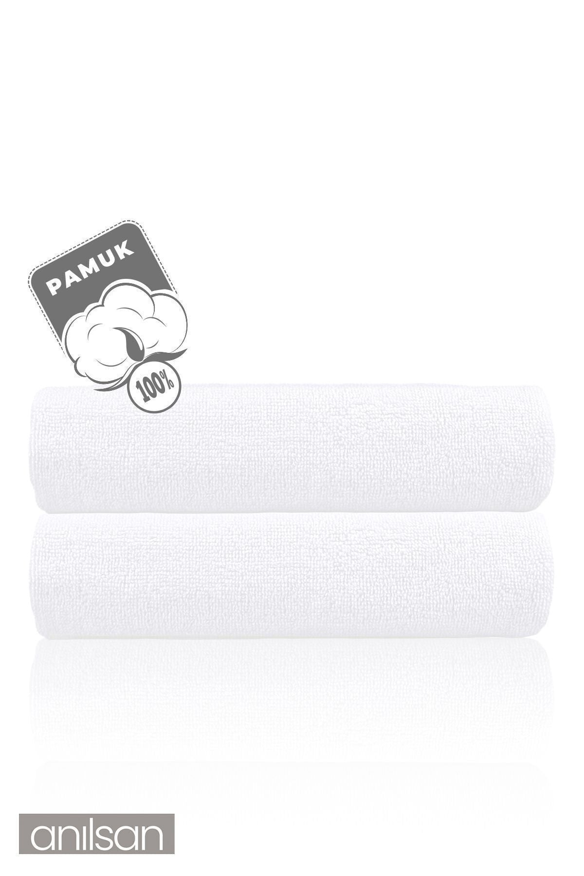 2'li Düz Beyaz Banyo Havlusu - 70x140 Cm, 490 Gr, %100pamuk, Spa Ve Otel Havlusu