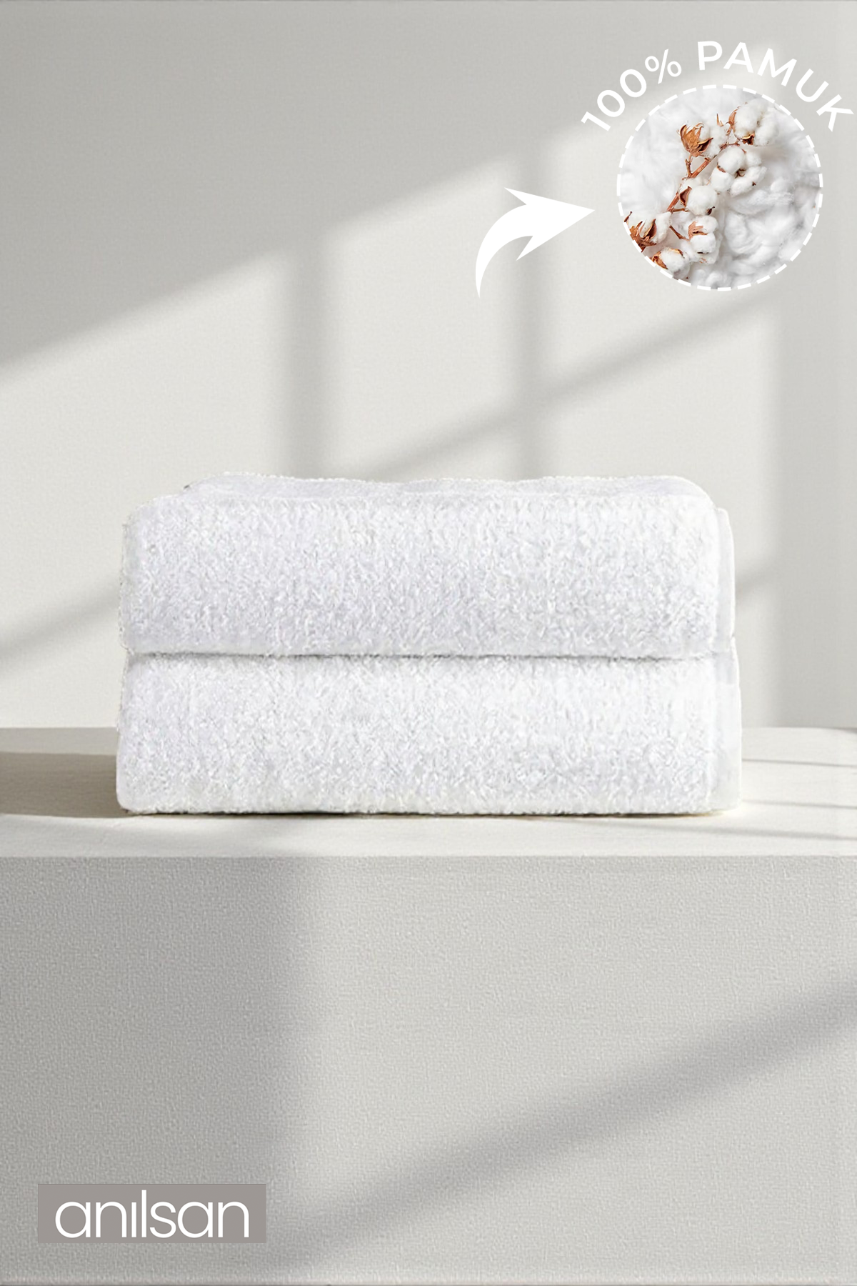 2'li Düz Beyaz Banyo Havlusu - 70x140 Cm, 490 Gr, %100pamuk, Spa Ve Otel Havlusu