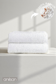 2'li Düz Beyaz Banyo Havlusu - 70x140 Cm, 490 Gr, %100pamuk, Spa Ve Otel Havlusu