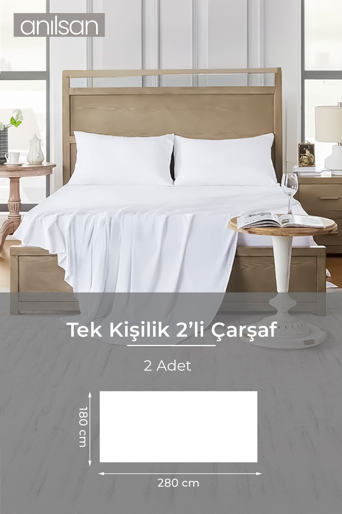 2'li Camelia Tek/Çift Kişilik Düz Ranforce Lastiksiz Çarşaf - Beyaz %100 Pamuk