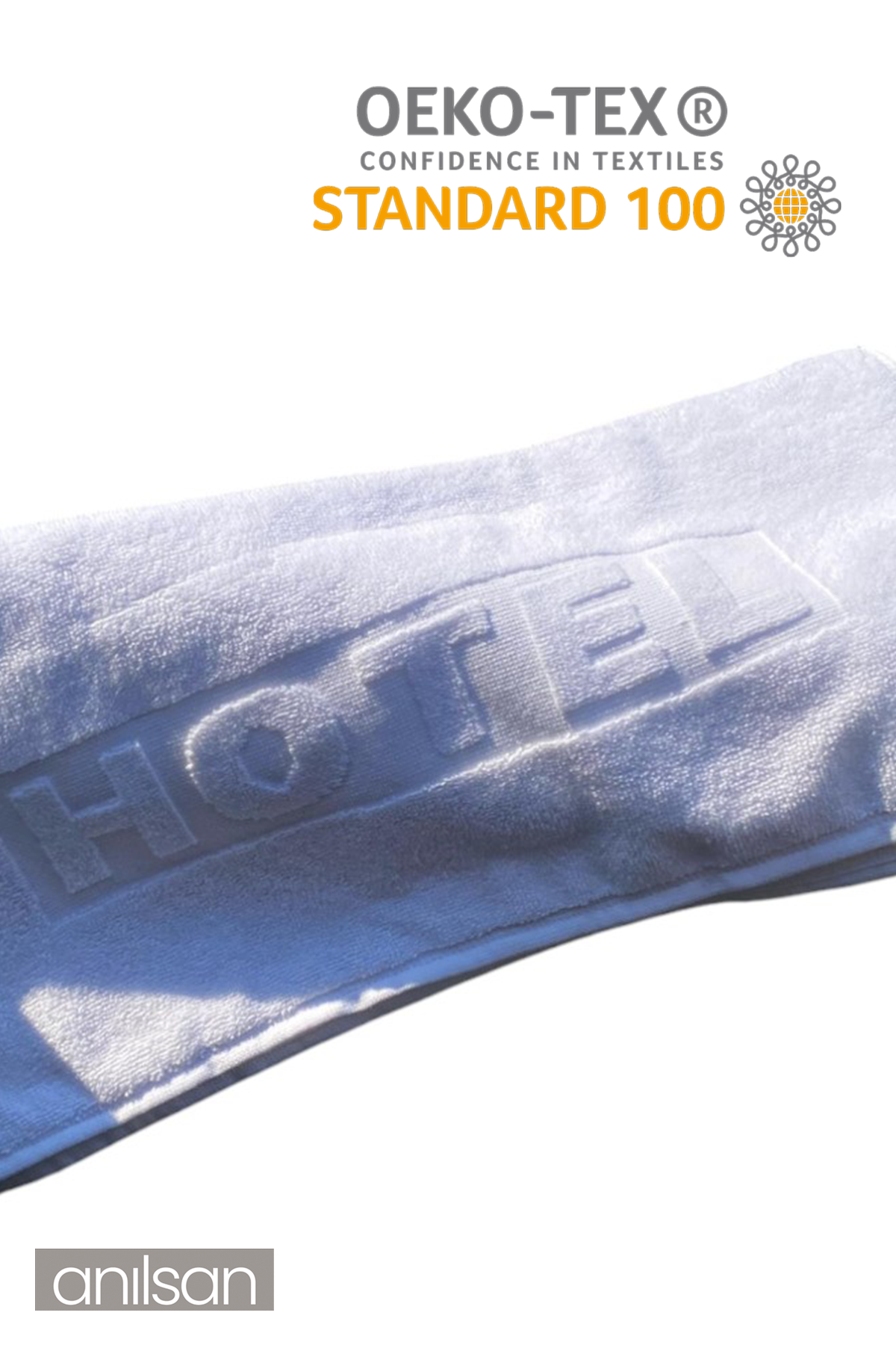 2'li Beyaz Hotel Logo Havlu Seti %100 Pamuk - 1 Adet El Havlusu 50x90 ve 1 Adet Banyo Havlusu 70x140