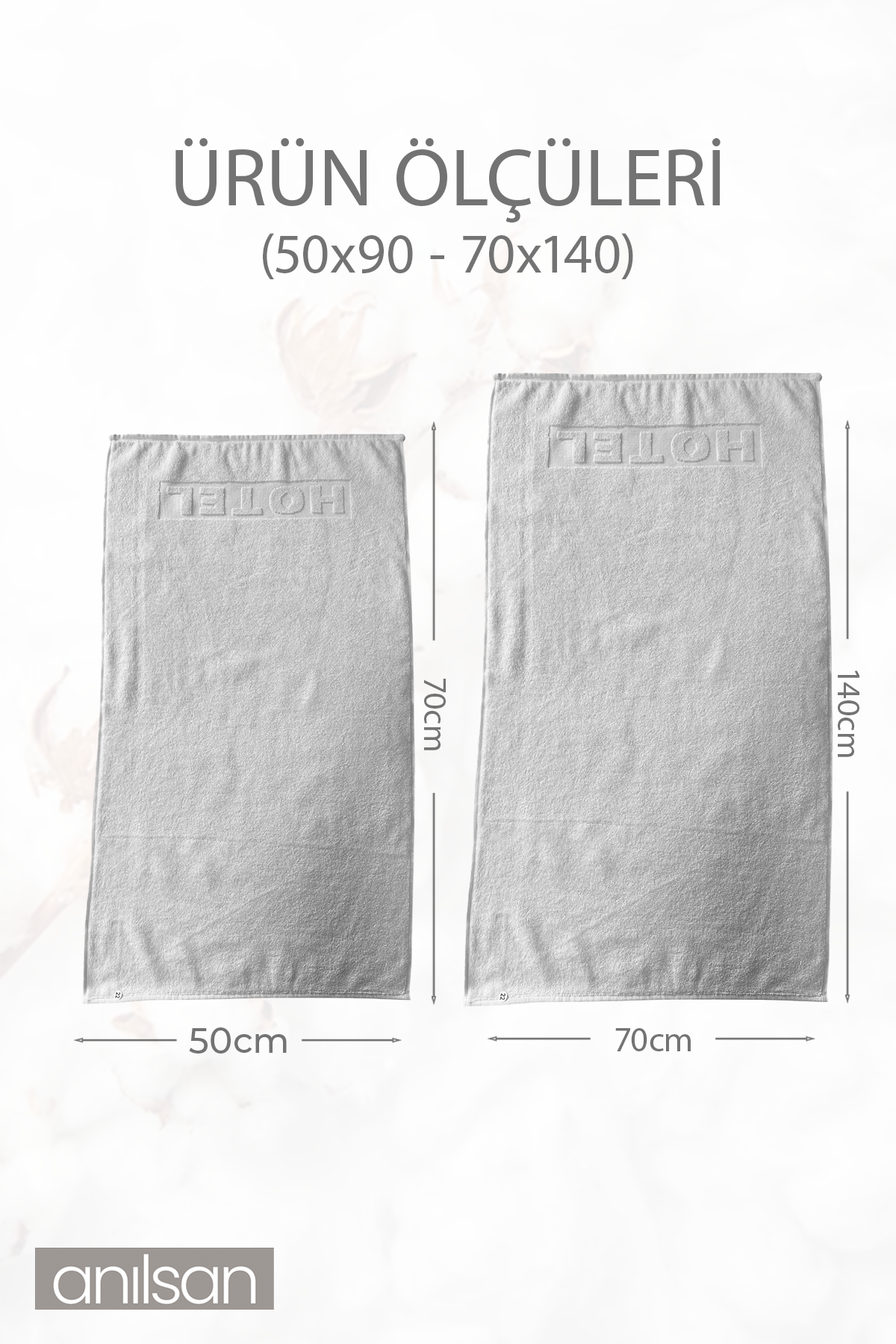 2'li Beyaz Hotel Logo Havlu Seti %100 Pamuk - 1 Adet El Havlusu 50x90 ve 1 Adet Banyo Havlusu 70x140
