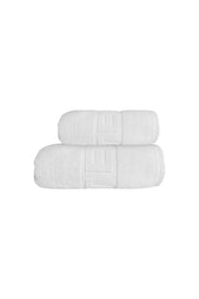 2'li Beyaz Hotel Logo Havlu Seti %100 Pamuk - 1 Adet El Havlusu 50x90 ve 1 Adet Banyo Havlusu 70x140