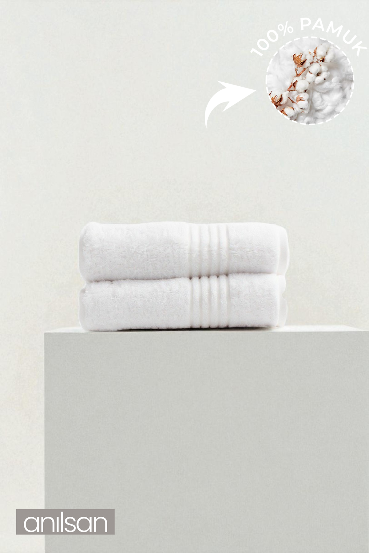 2'li Çizgili El Havlusu - 50x90 Cm, 180gr, %100 Pamuk, Spa Ve Otel Havlusu