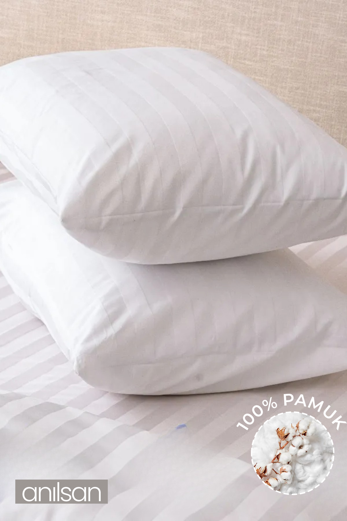 2'li Çizgili Yastık Kılıfı %100 Pamuk– 50x70 Cm, 83tel