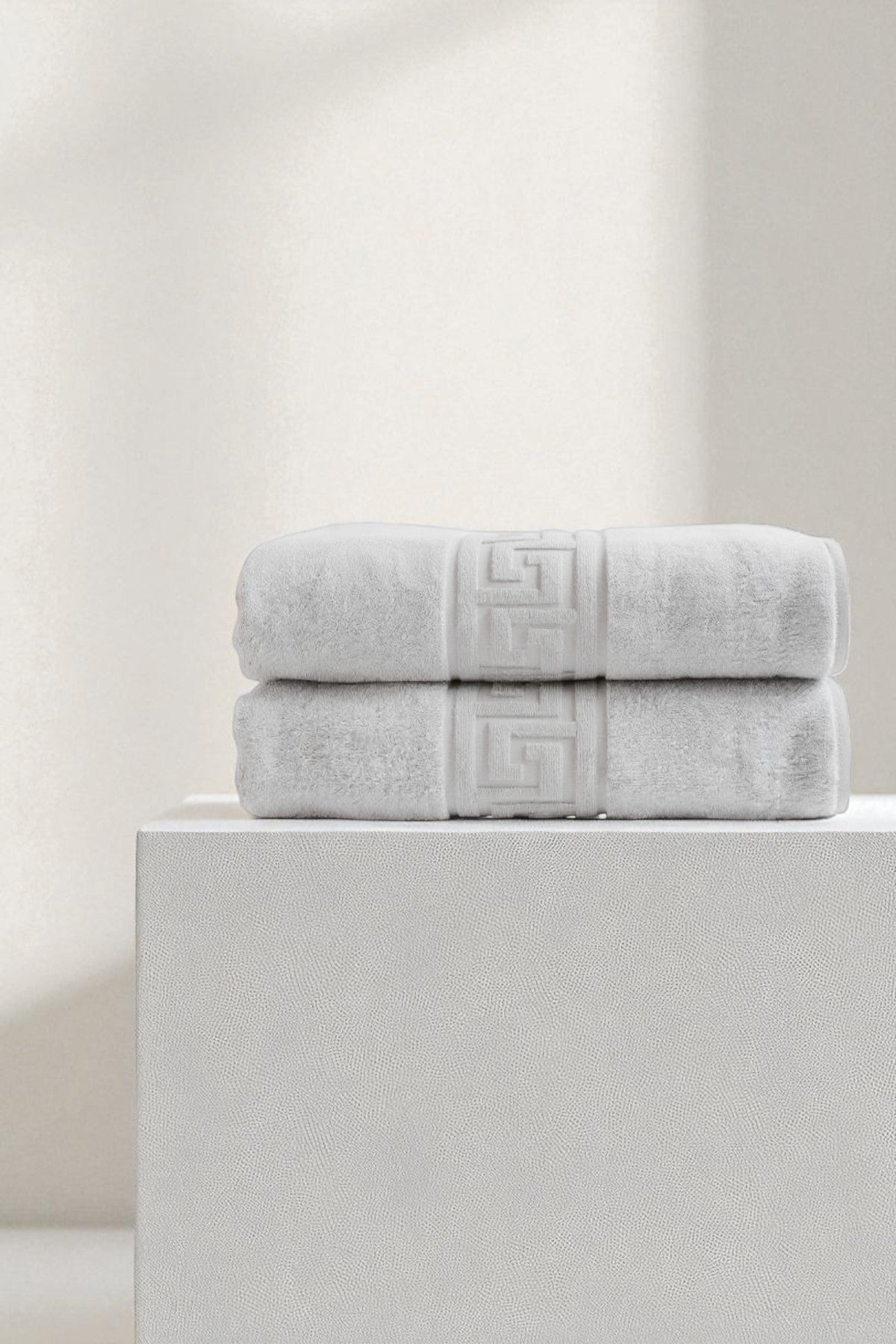 2'li Greek Beyaz Banyo Havlusu - 70x140 Cm, 490 Gr, %100pamuk, Spa Ve Otel Havlusu