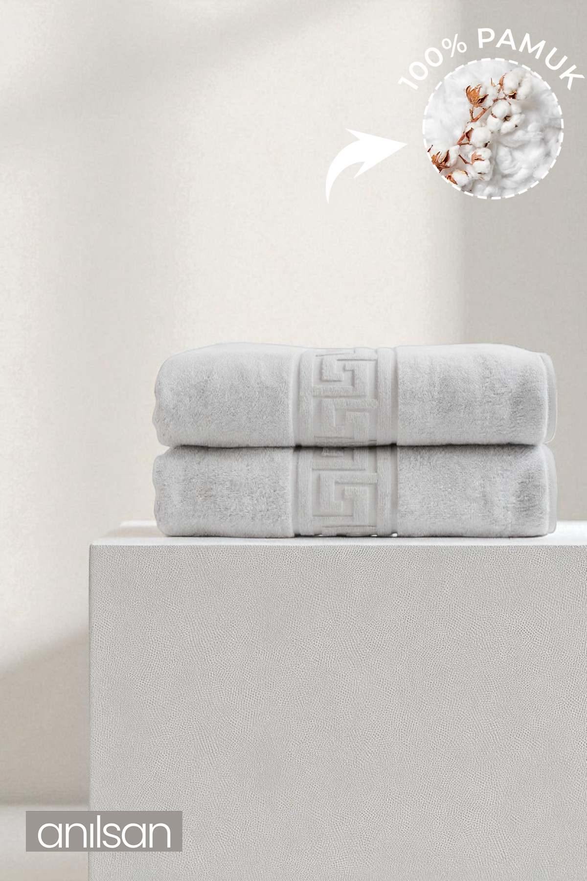 2'li Greek Beyaz Banyo Havlusu - 70x140 Cm, 490 Gr, %100pamuk, Spa Ve Otel Havlusu