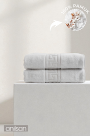 2'li Greek Beyaz Banyo Havlusu - 70x140 Cm, 490 Gr, %100pamuk, Spa Ve Otel Havlusu