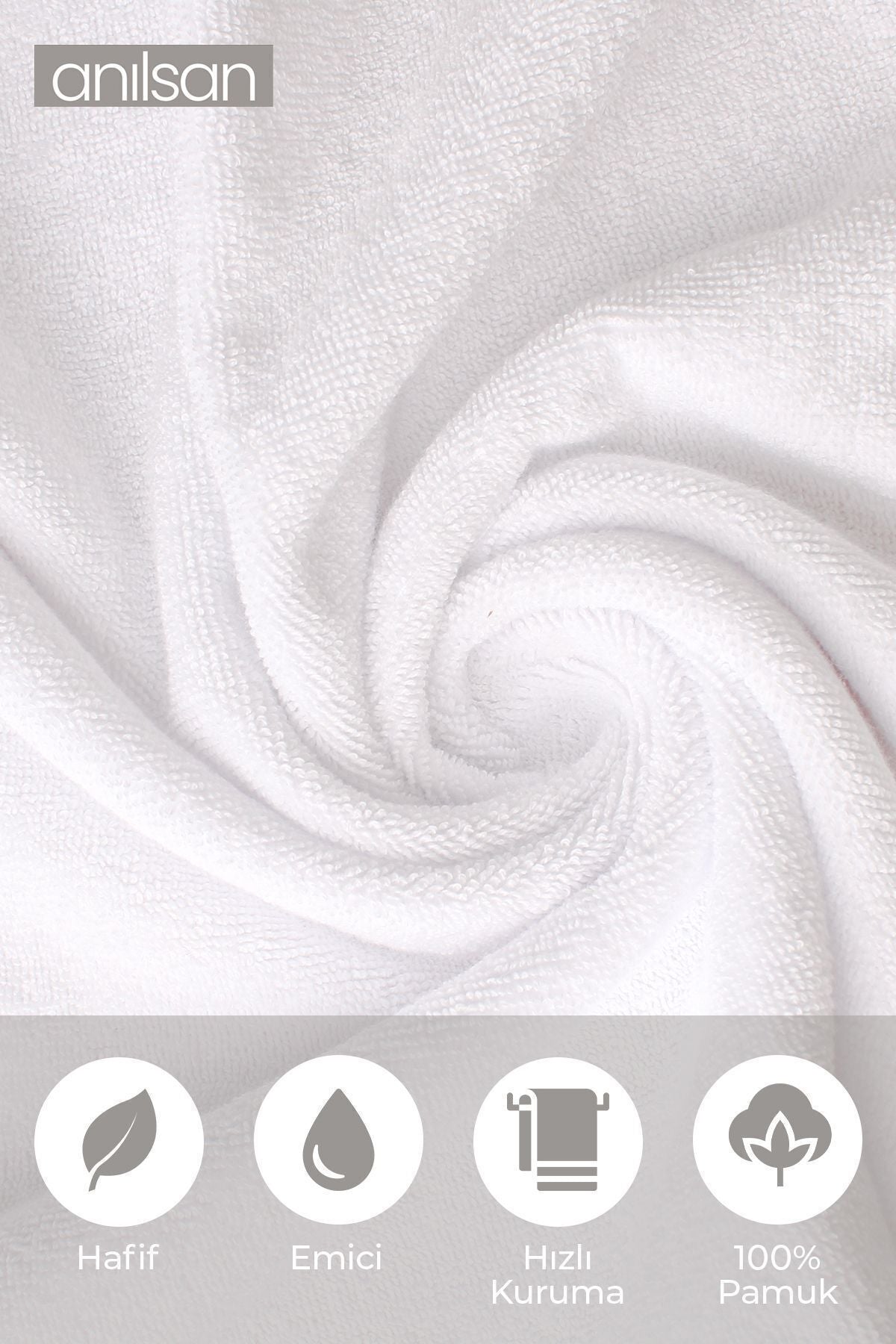 2'li Beyaz Greek El Havlusu - 50x90 Cm, 225 Gr, %100 Pamuk, Spa Ve Otel Havlusu