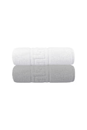2'li Greek Gri-Beyaz Banyo Havlusu - 70x140 Cm, 490 Gr, %100pamuk, Spa Ve Otel Havlusu U