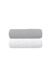 2'li Greek Gri-Beyaz El Havlusu - 50x90 Cm, 225 Gr, %100 Pamuk, Spa Ve Otel Havlusu